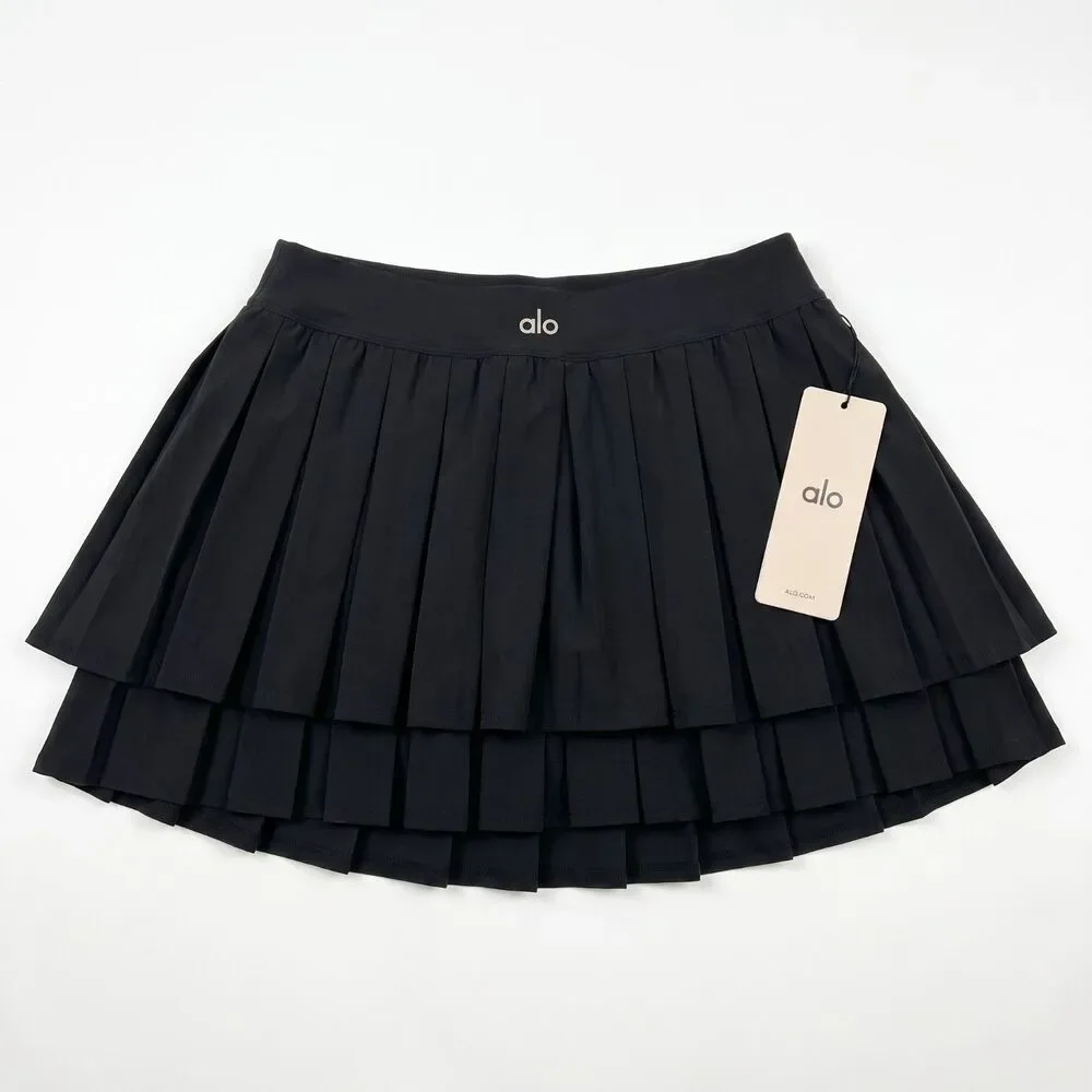 Alo Double or Nothing Tennis Skirt Black